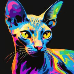 illustration of a sphinx cat color art created with generative AI software