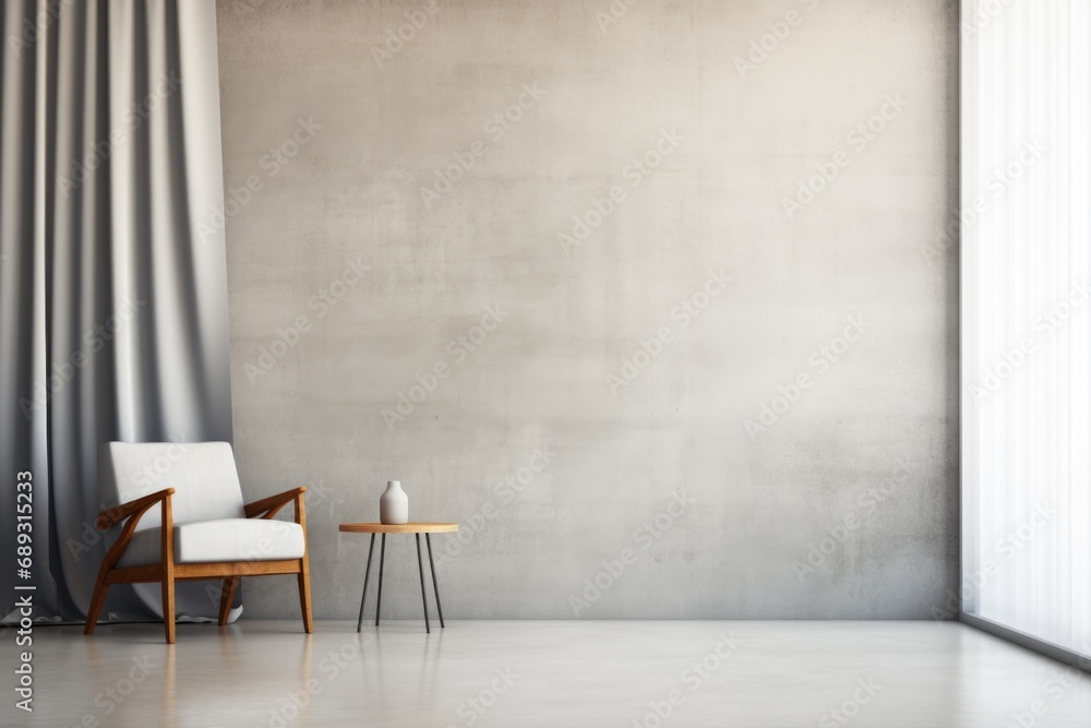 Poster A simple and functional setup of a chair and table in a room. Suitable for various indoor settings