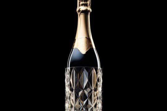 A bottle of champagne sitting on top of a table. Perfect for celebrations and special occasions
