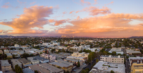 Aerial view of the Mar Vista neighborhood with the city of Los  Angeles and the Santa Monica...