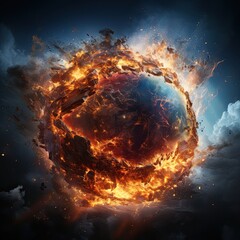 Deforestation and carbon emission causes severe global warming, the world is burning - obrazy, fototapety, plakaty