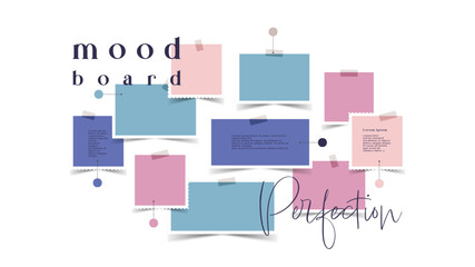 Vector photo collage template moodboard pictures grids vector illustration