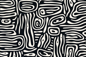 Minimalist wavy lines illustration in black on a soft beige background.