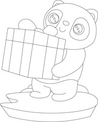 Panda Christmas Package Animal Vector Graphic Art Illustration