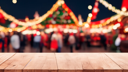 wood table christimas market