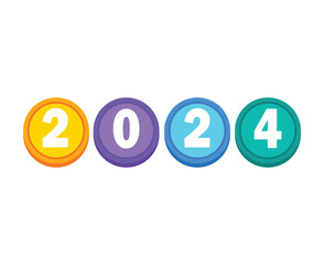 Happy New Year 2024 Abstract Multicolor Graphic Design Vector Logo Symbol Illustration