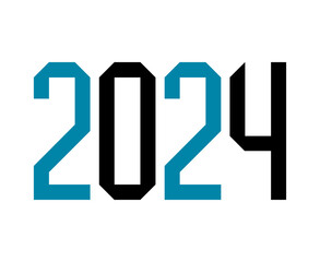 Happy New Year 2024 Abstract Blue And Black Graphic Design Vector Logo Symbol Illustration