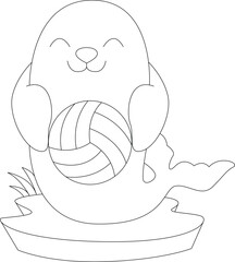 Seal Volleyball player Volleyball Sports Animal Vector Graphic Art Illustration