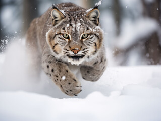 Fototapeta premium Lynx Running Toward the Camera 