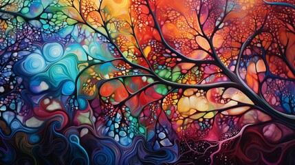 A captivating canvas of vibrant hues forming an intricate, mesmerizing composition.