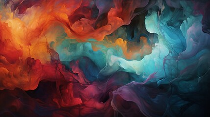 A captivating interplay of rich, deep colors casting a surreal glow on an abstract surface.