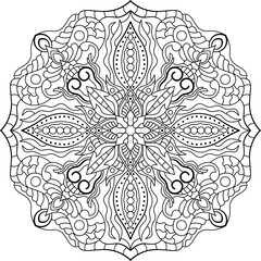 Mandala. Oriental circular pattern for Henna, tattoos, and decorations. Coloring book page. Vector illustration.