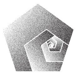 Big Golden ratio stippled pentagon - visualization of Fibonacci Sequence - vector concept of gold proportion
