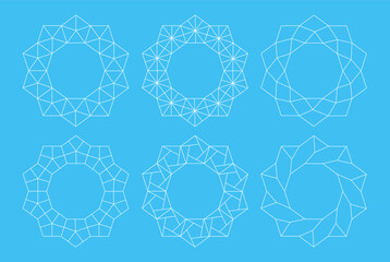 Set of Elegant Frame Vector Design  - Abstract Polygon Line Art Elements - Simple Polygon Art
