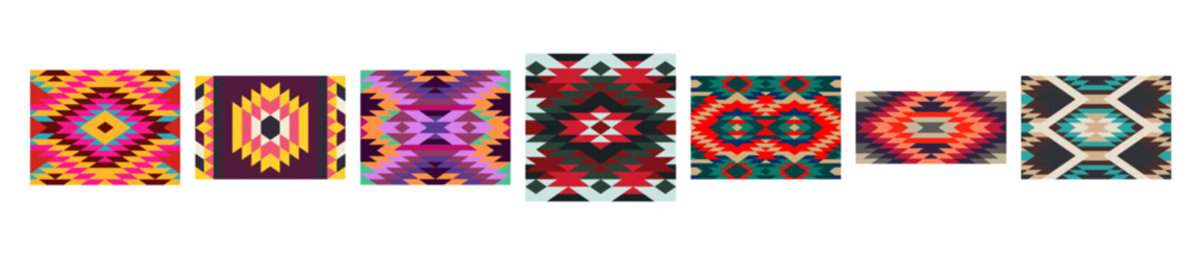 Set of seamless seed of old carpet texture - visualization of ethnic tribal ornament - vector concept of vintage  kilim rug pattern  
