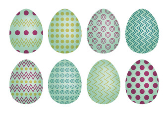 Selection of vector easter eggs in bright colours
