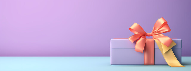 A vibrant high-detail background centered around a colorful gift box tied with a playful bow