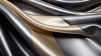 A dramatic depiction of a metallic-finish leatherette fabric, reflecting light to create a sense of glamour and luxury. - obrazy, fototapety, plakaty