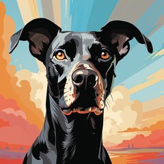 Striking portrait of a attentive Great Dane dog - obrazy, fototapety, plakaty