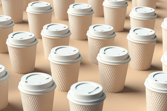 Sustainable sips, Paper coffee cups, zero waste a conscious stock photo capturing the eco-friendly essence of enjoying coffee with minimal environmental impact.