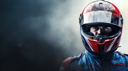 Formula one racing driver before start of competition on track - obrazy, fototapety, plakaty