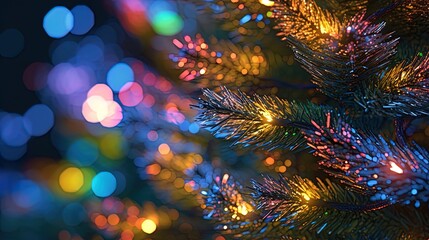 Obraz na płótnie Canvas christmas lights on the christmas tree, close-up scene