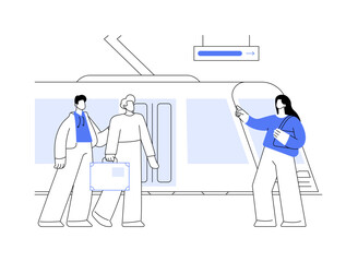 Tram stop abstract concept vector illustration.