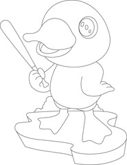 Duck Baseball Baseball bat Sports Animal Vector Graphic Art Illustration