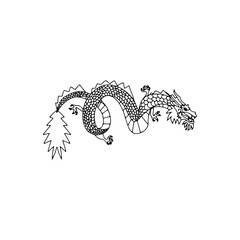 Chinese dragon, line drawing illustration. Design print media. China lunar calendar animal.