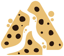 Cracked chocolate chip cookies cartoon. Vector illustration.	