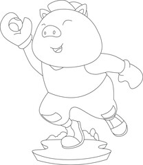 Pig Baseball player Baseball Sports Animal Vector Graphic Art Illustration