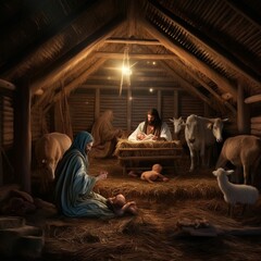 Obraz na płótnie Canvas christmas native scene