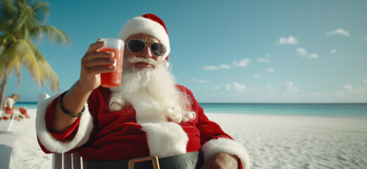 Santa Claus Enjoying a Beach Vacation