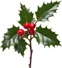 An image of holly branches. Christmas decoration elements. 