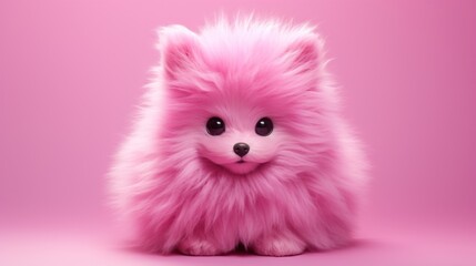 Fototapeta na wymiar a pink furry dog that looks very sly,