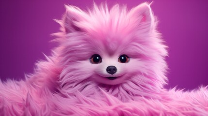 Obraz premium a pink furry dog that looks very sly,
