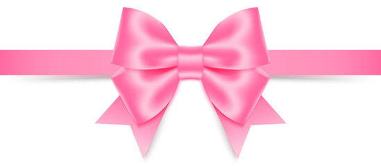 Pink bow and ribbon. Vector illustration