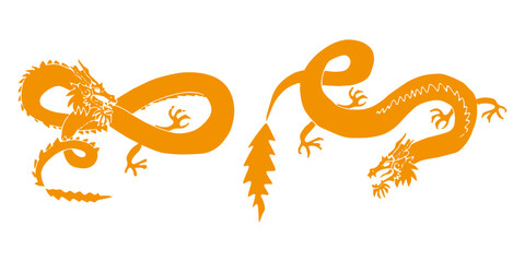 Chinese dragon, line drawing illustration. Design print media. China lunar calendar animal.
