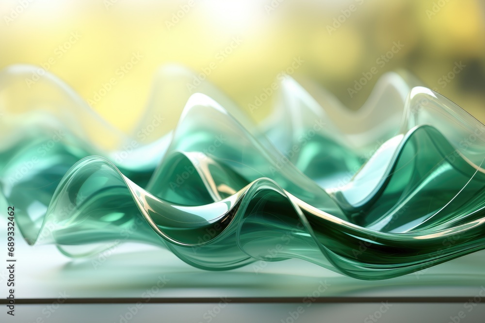 Poster abstract green background with smooth lines, 3d rendering. computer digital drawing.