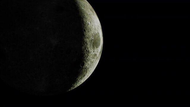 moon, illuminated by the sun, in view from above