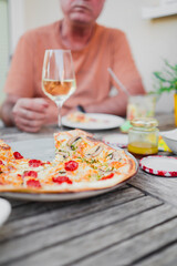 Fresh French Flammkuchen with White Wine