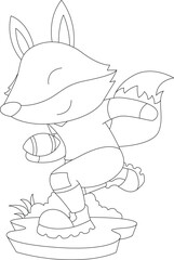 Fox American Football Sports Animal Vector Graphic Art Illustration