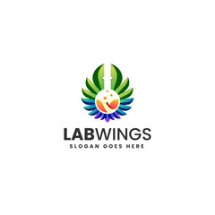 Vector Logo Illustration Laboratory wings Gradient Colorful Style