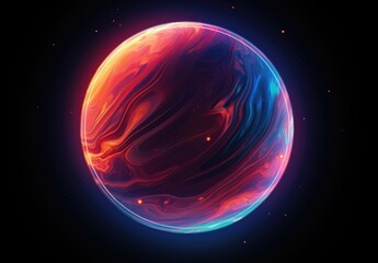 Colorful planet on dark background. Vector illustration