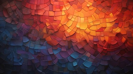 A mosaic of rich, deep colors casting a surreal glow on an abstract, textured surface.