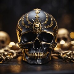 gold decorated skull