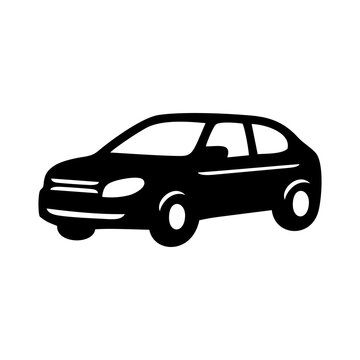 Car black icon. Vehicle automobile. Car silhouette. Transportation symbol. Vector illustration