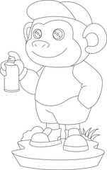 Monkey Sprayer Spray can Animal Vector Graphic Art Illustration