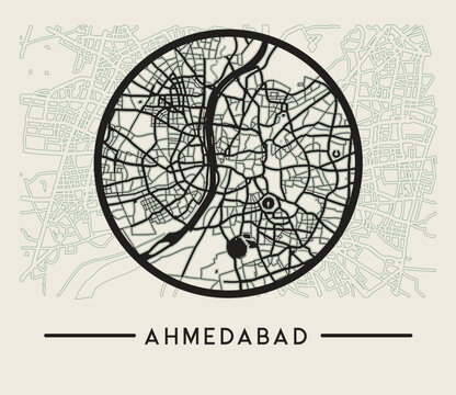 Abstract Ahmedabad City Map - Illustration