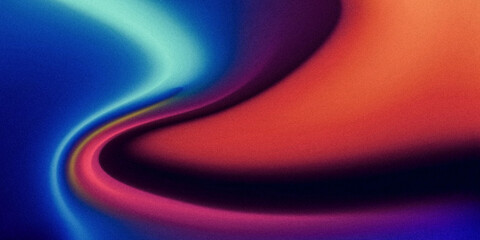 Blue azure brown orange yellow pink wavy wide background. Blurred pattern with noise effect. Grainy website banner desktop template digital gradient. Nostalgia Christmas New Year Valentine Halloween